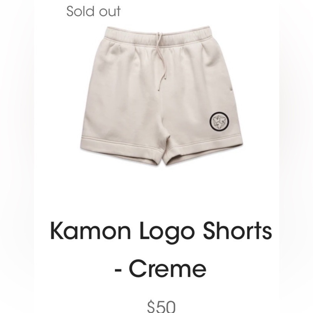 CRFT By Maki Mens Kamon Logo Shorts - In Creme Size Large NWOT - Picture 4 of 9